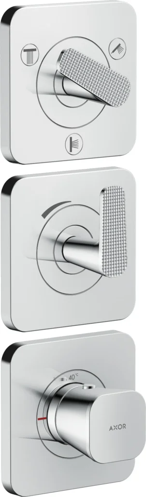 Hansgrohe AXOR Citterio C Thermostatmodul 380/120 UP FS Cubic Chrom, Unterputz, 3 Verbraucher, DN20, max. Durchfluss 30 l/min