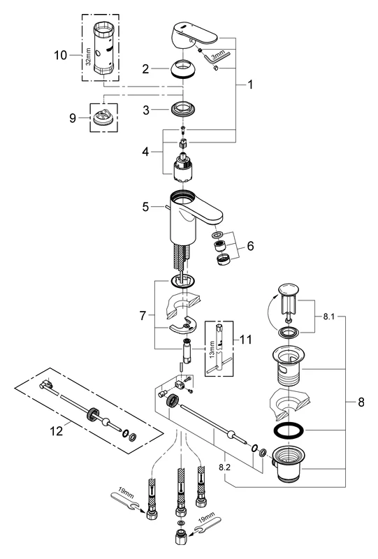Einhand-Waschtischbatterie Eurosmart Cosmopolitan 32955, S-Size, Einlochmontage, Niederdruck für offene Warmwasserbereiter, Zugstangen-Ablaufgarnitur 1 1/4'', chrom Einhand-Waschtischbatterie Eurosmart Cosmopolitan 32955, S-Size, Einlochmontage, Niederdruck für offene Warmwasserbereiter, Zugstangen-Ablaufgarnitur 1 1/4'', chrom