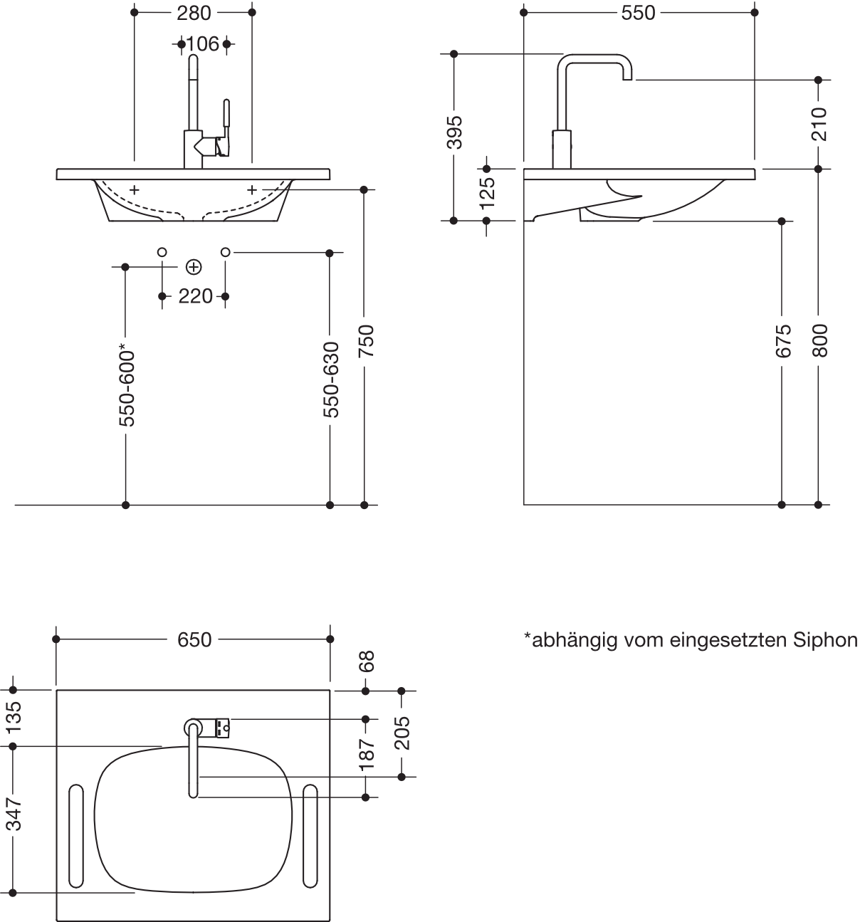 Set-Waschtisch und Armatur 65 × 55 × 12,5 cm in Senfgelb