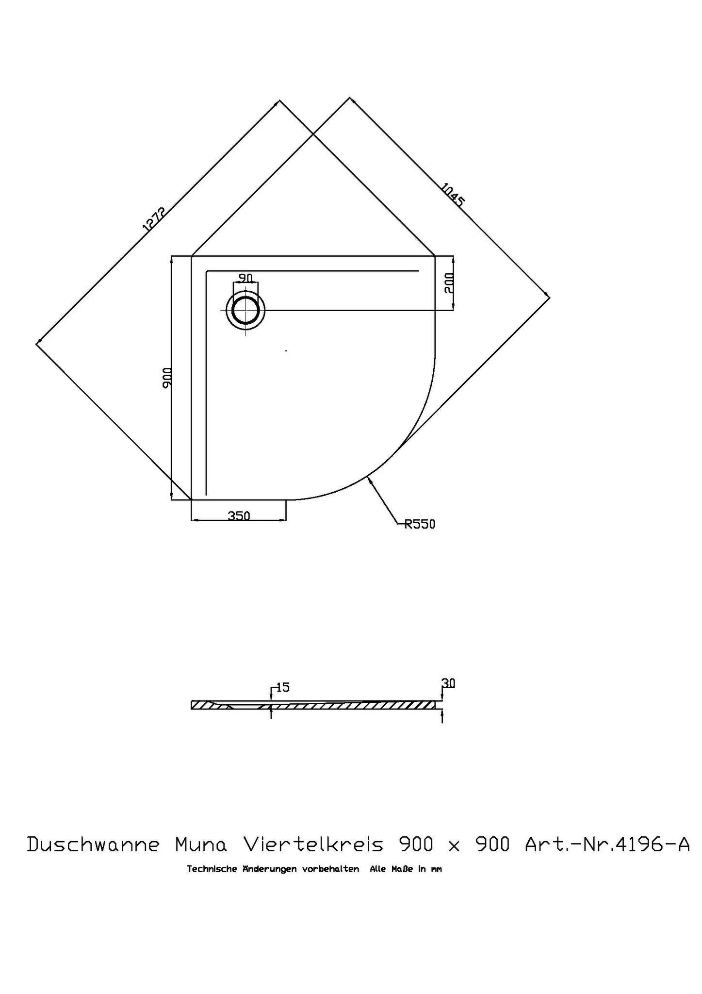 Hoesch Muna Duschwanne 900x900mm, Mineralguss Solique, Weiß Hoesch Muna Duschwanne 900x900mm, Mineralguss Solique, Weiß