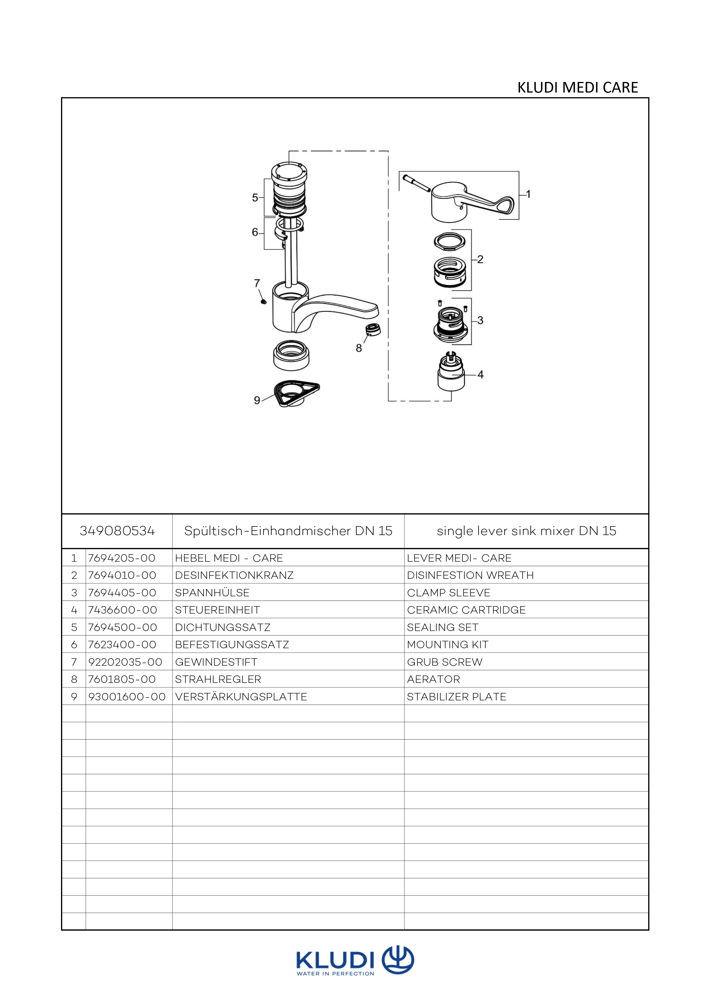 MEDI CARE SpültischEHM DN 15 Care Armhebel chrom MEDI CARE SpültischEHM DN 15 Care Armhebel chrom