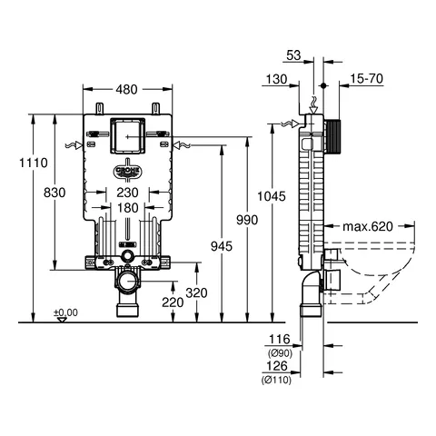 Grohe Uniset WC-Element 38643_1, Spülkasten GD 2, schalldämmendes EPS-Modul Grohe Uniset WC-Element 38643_1, Spülkasten GD 2, schalldämmendes EPS-Modul