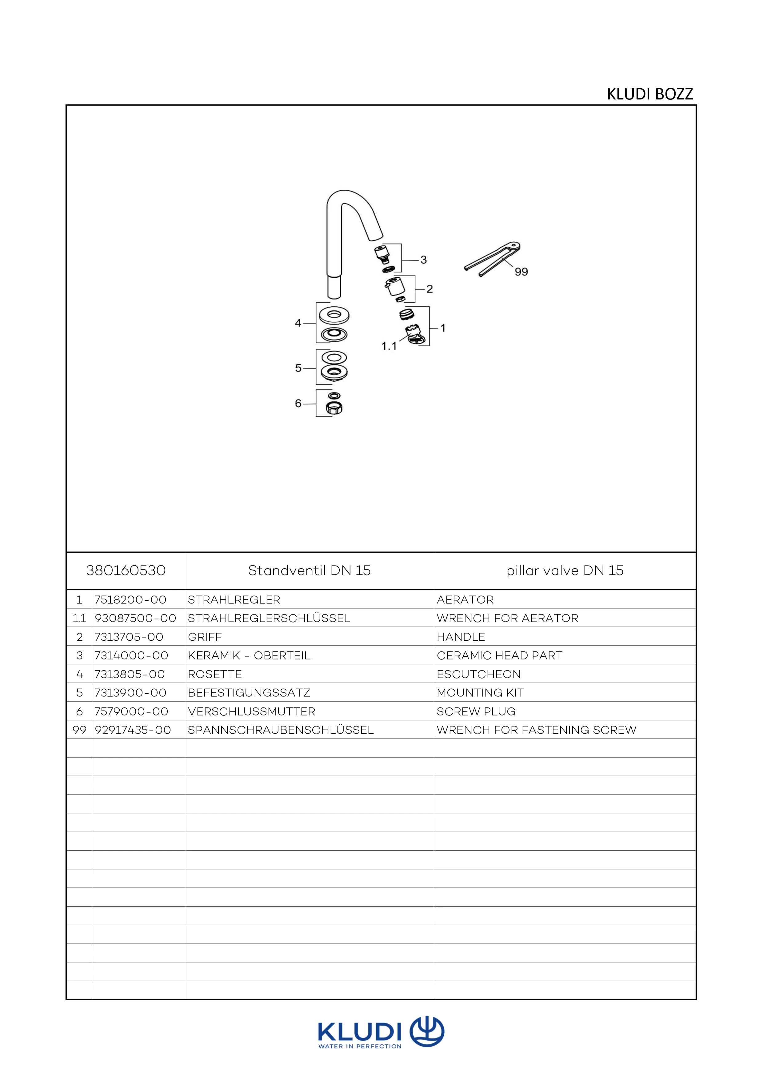 BOZZ Standventil mit Kopfsteuerung chrom BOZZ Standventil mit Kopfsteuerung chrom