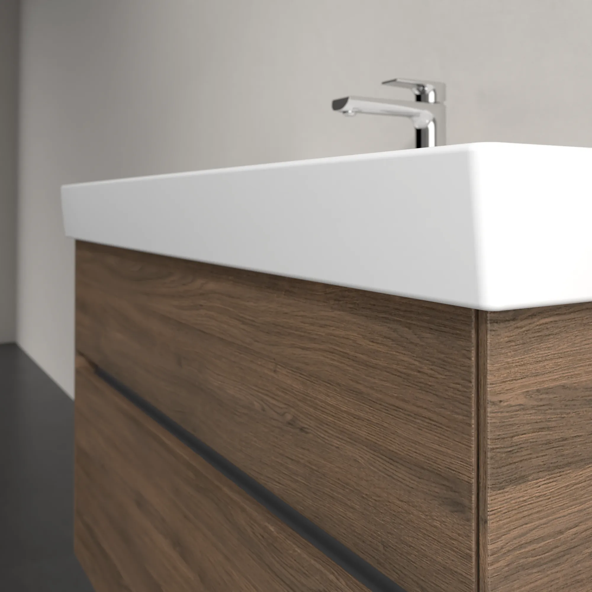 Villeroy & Boch Waschtischunterschrank „Collaro“ 954 × 546 × 444 mm Arizona Oak, für Becken mittig, mit Beleuchtung