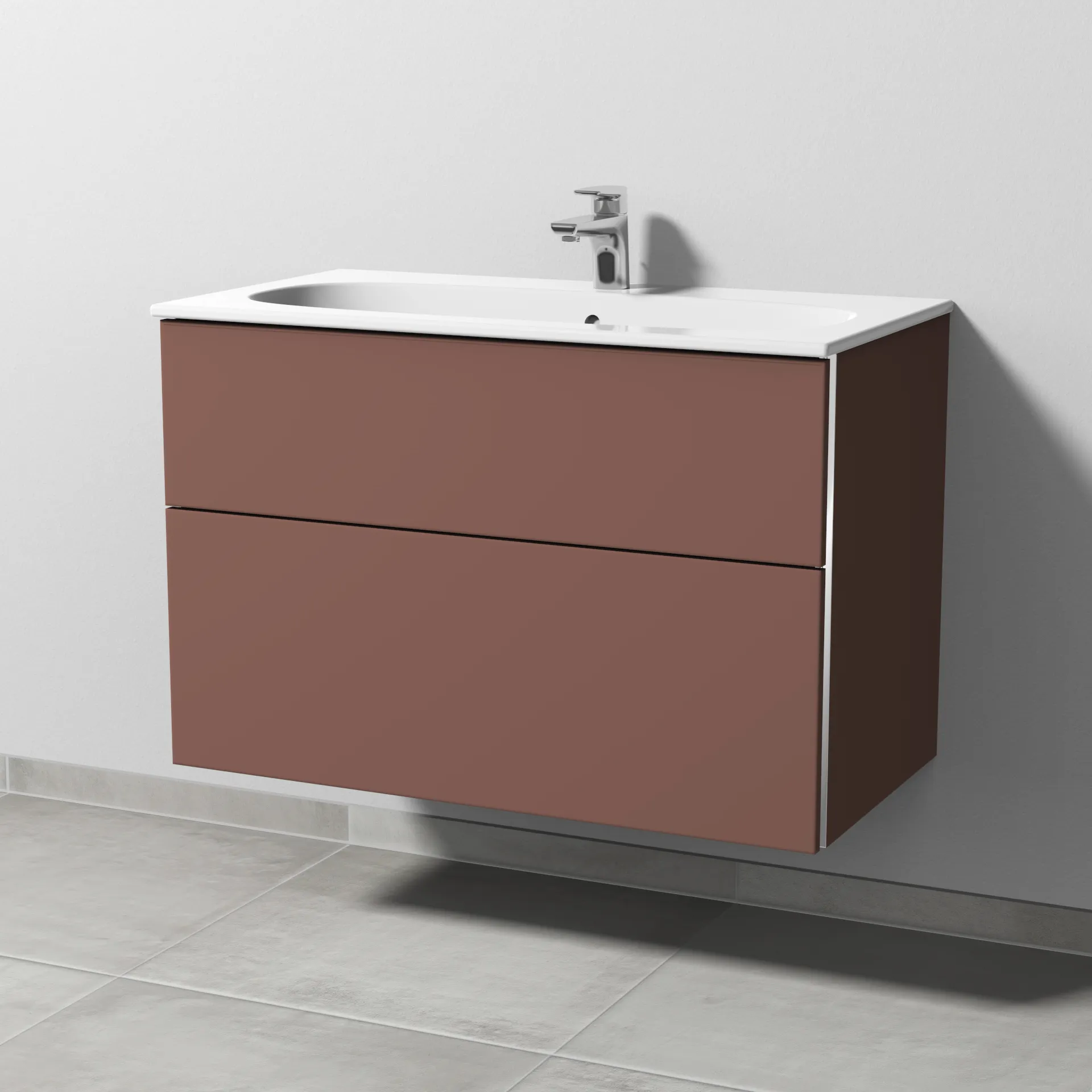 Sanipa Waschtischunterschrank „3way“ passend zu Keramik-Waschtische Acanto Slim von Geberit 880 × 582 × 467 mm in Wine-Red
