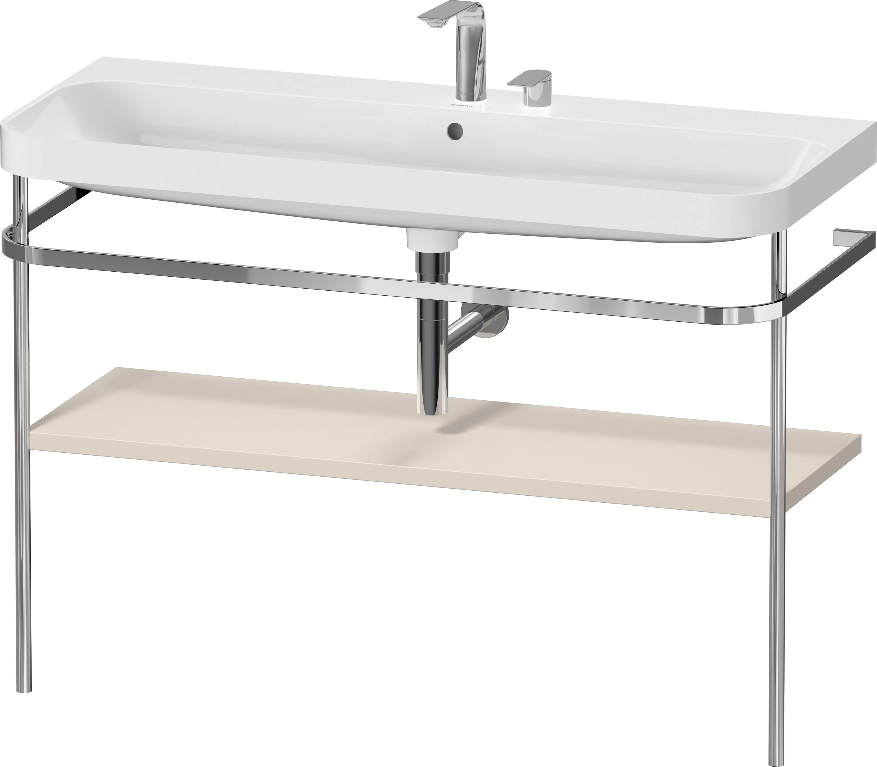Duravit Waschtischunterschrank c-shaped Set mit Metallkonsole „Happy D.2 Plus“ 117,5 × 85 × 49 cm in Taupe Supermatt