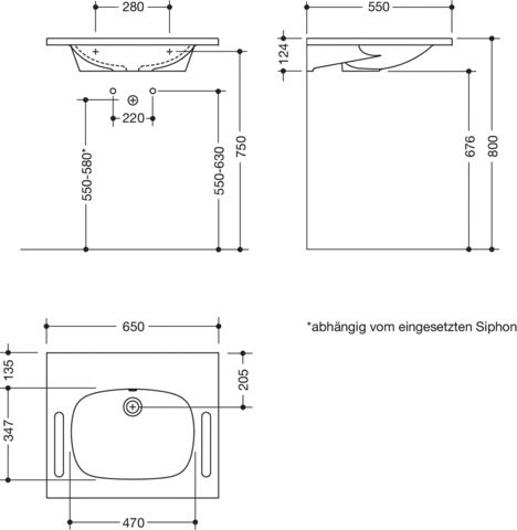 HEWI Waschtisch PG87, Mineralguss, alpinweiß, B:650mm, T:550mm HEWI Waschtisch PG87, Mineralguss, alpinweiß, B:650mm, T:550mm