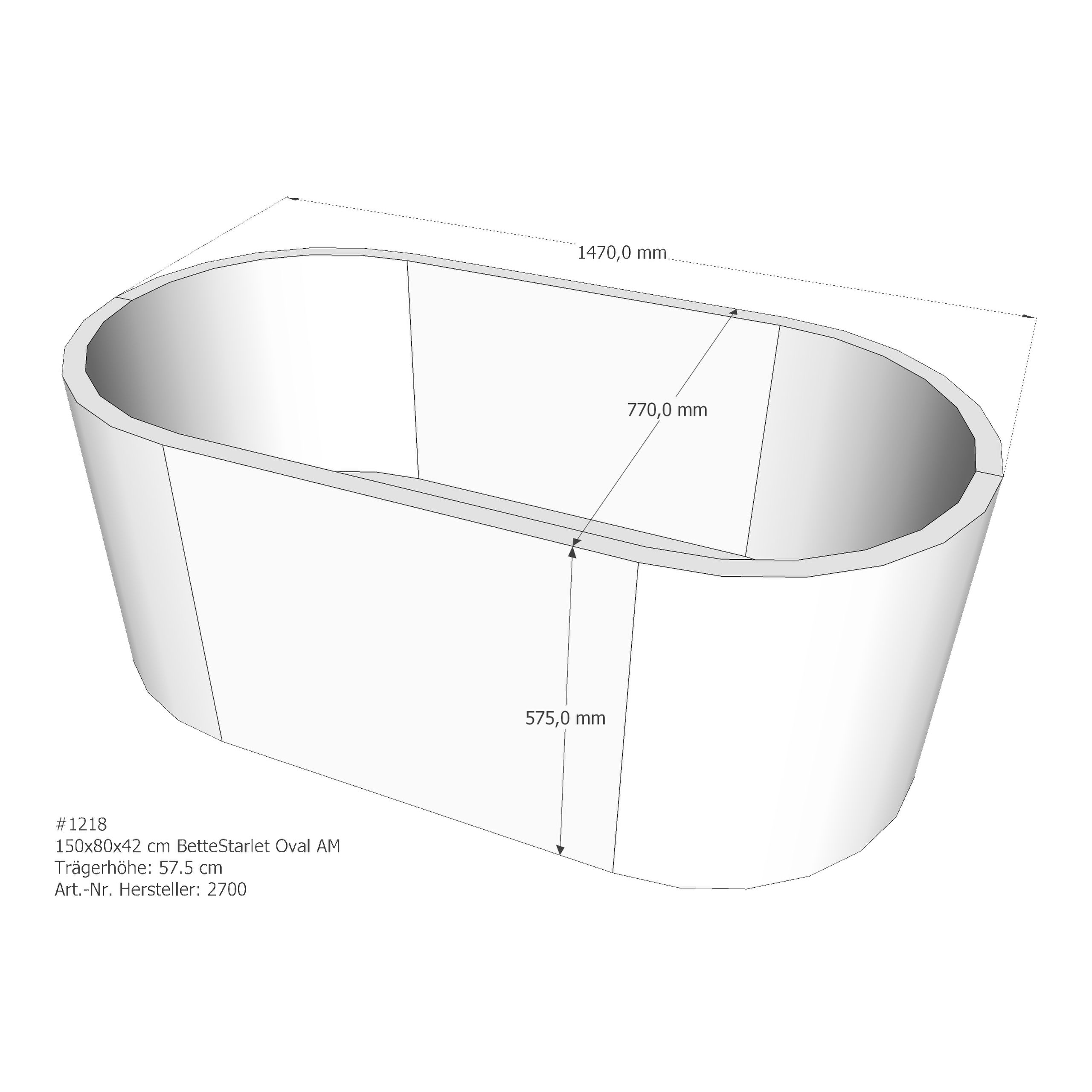 Badewannenträger für Bette StarletOval 150 × 80 × 42 cm Badewannenträger für Bette StarletOval 150 × 80 × 42 cm