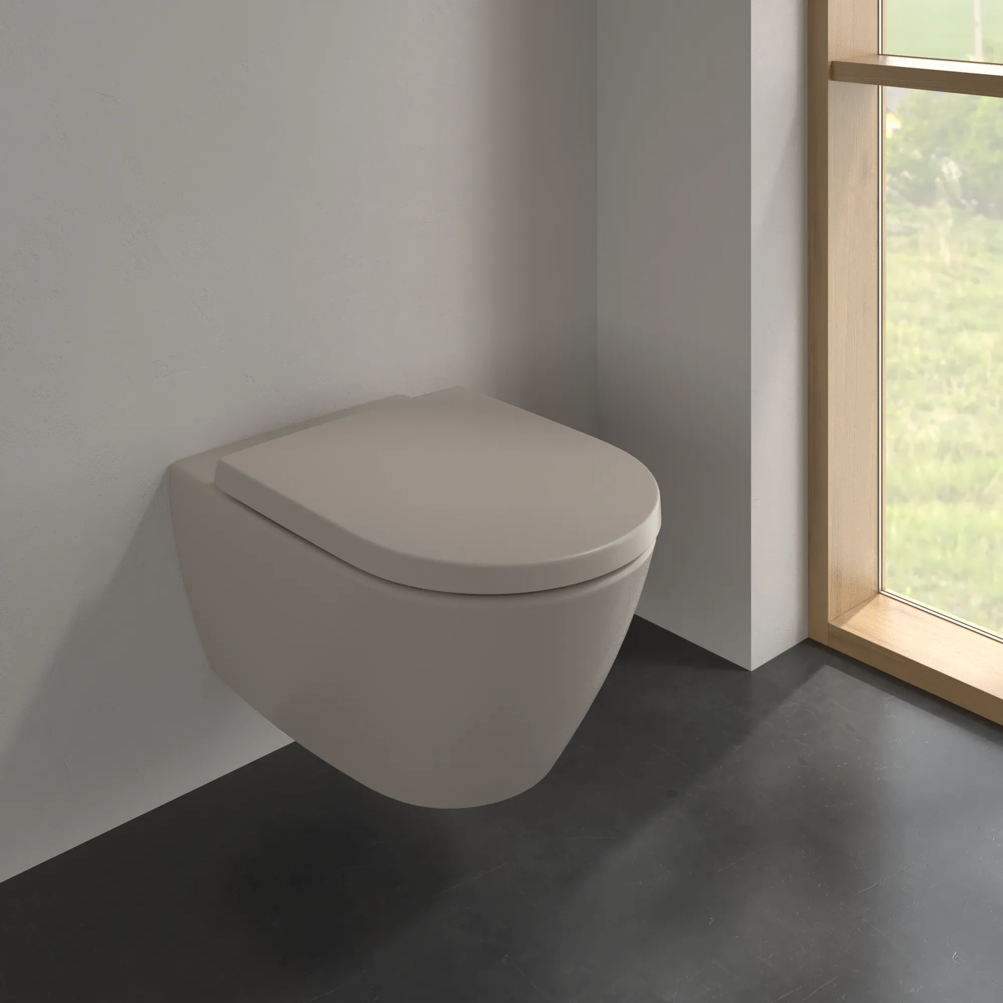 Wand-Tiefspül-WC DirectFlush „Subway 2.0“ 37 × 36,5 × 56 cm in Almond, ohne Spülrand, Abgang waagerecht