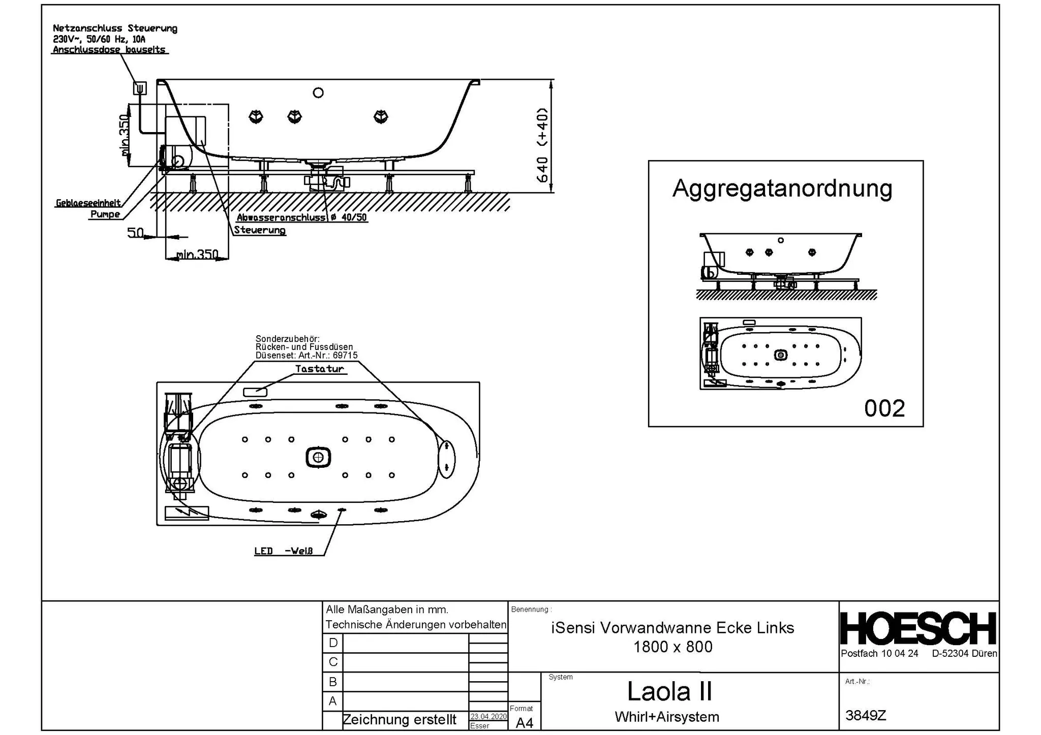 Hoesch Whirlwanne „iSensi“ mit Whirlsystem „Laola II“ eck, asymmetrisch 180 × 80 cm in Weiß Hoesch Whirlwanne „iSensi“ mit Whirlsystem „Laola II“ eck, asymmetrisch 180 × 80 cm in Weiß