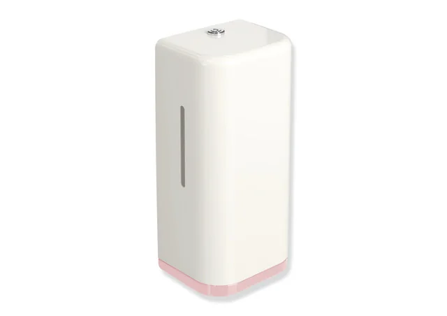 HEWI SENSORIC Elektronischer Seifenspender Serie 477, Korpus Reinweiß (Farbe 99), Rahmen rosa (Farbe 47), Füllmenge 500 ml, Breite 134 mm, Höhe 278 mm, Tiefe 106 mm