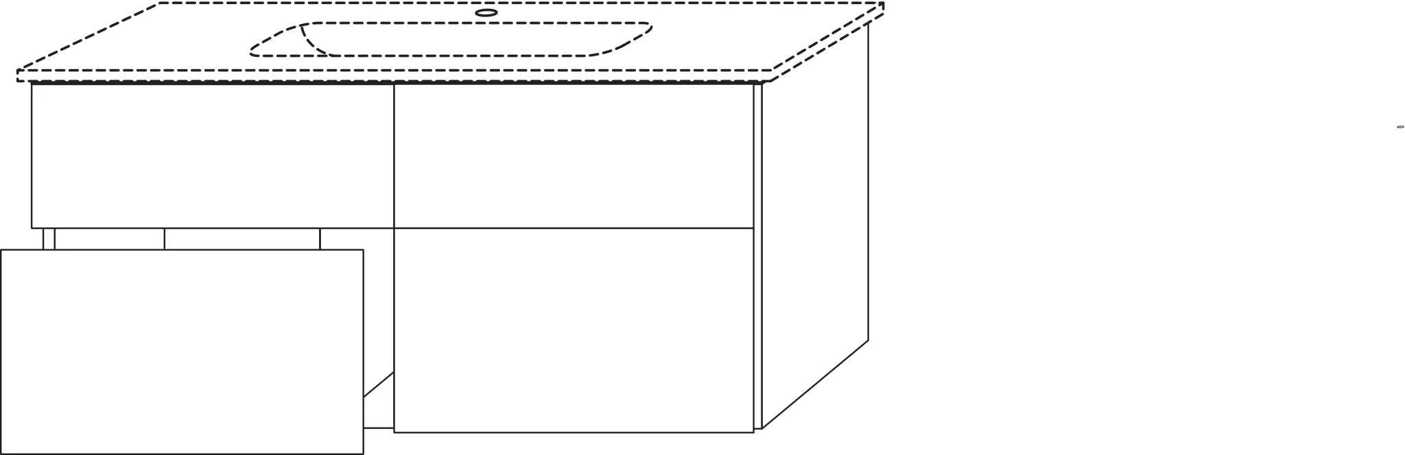 Waschtischunterbau mit Auszügen 3way (BP727) 613x1200x467 Graphit-Matt