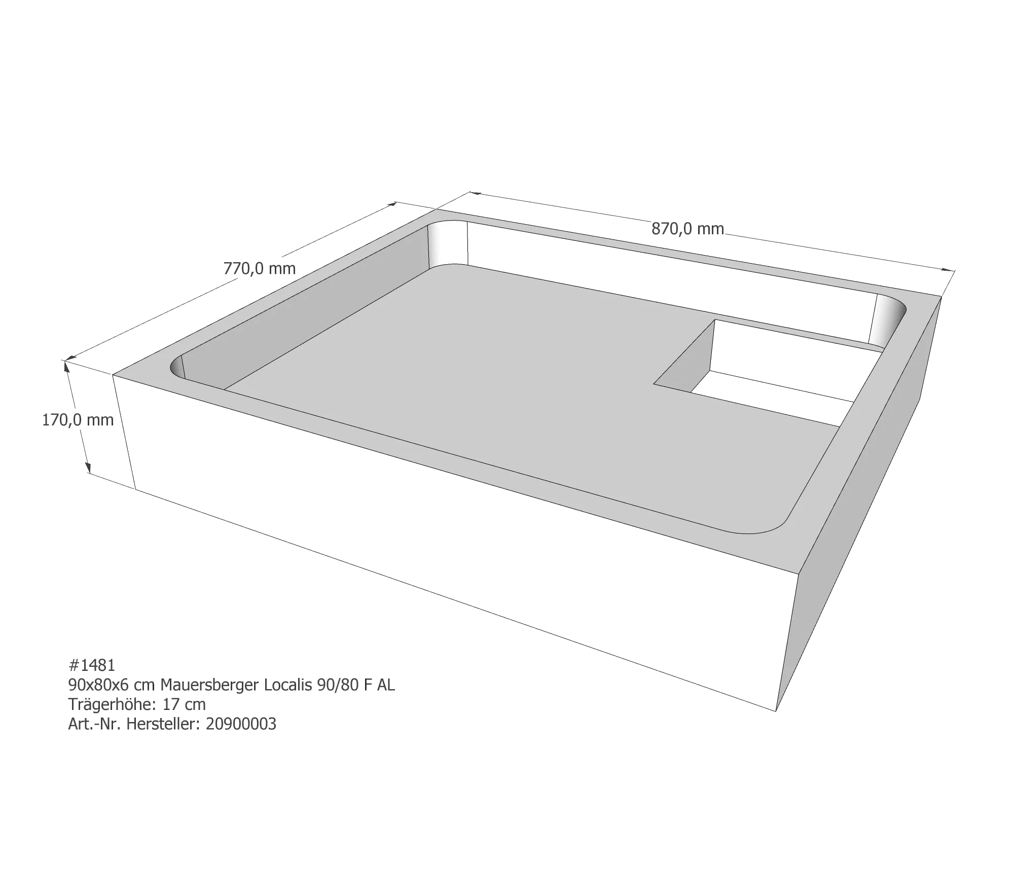 Duschwannenträger passend für Mauersberger Localis 90 × 80 × 6 cm Duschwannenträger passend für Mauersberger Localis 90 × 80 × 6 cm