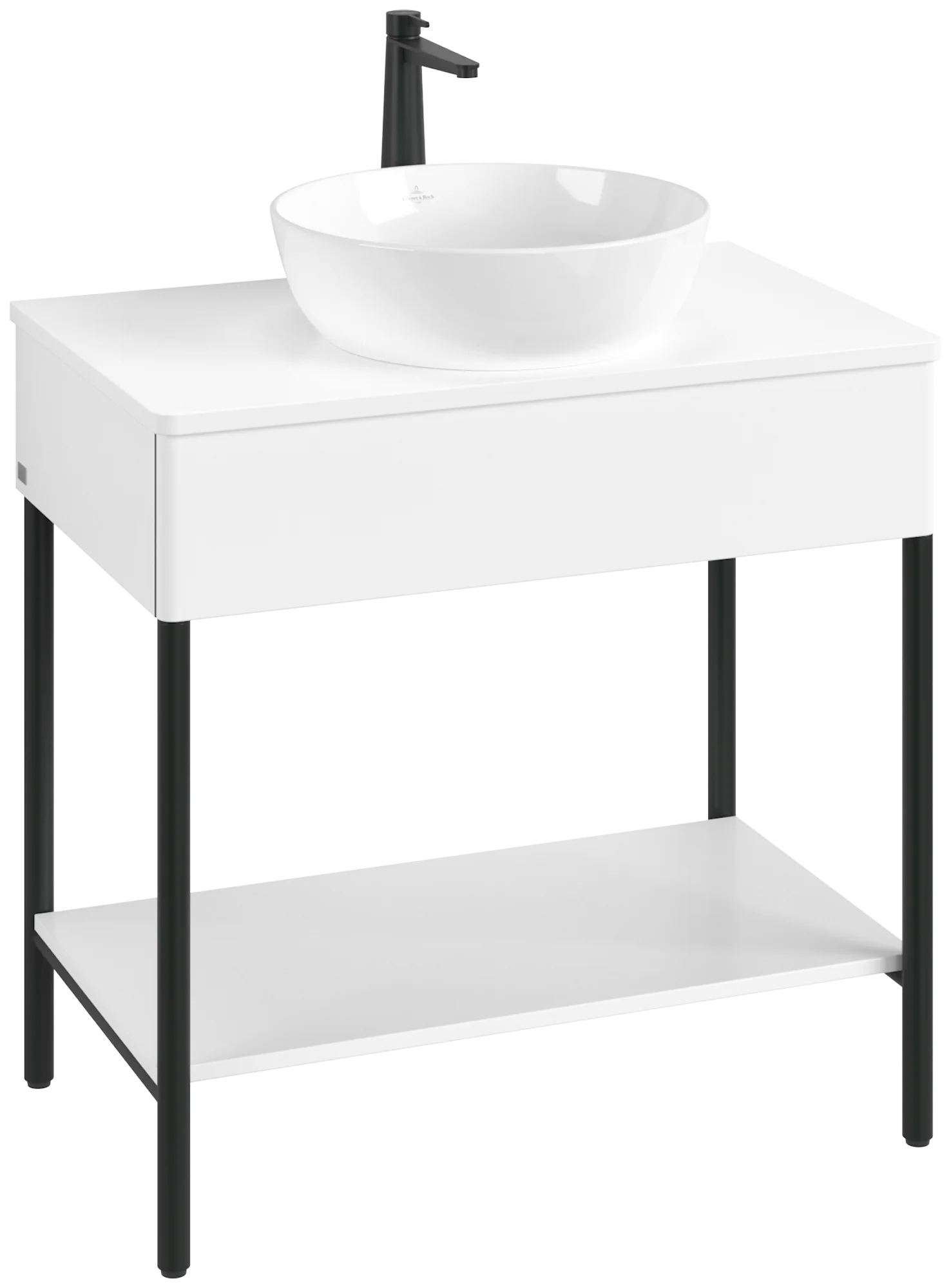 Villeroy & Boch Waschbeckenunterschrank Artis L63051, Eckig White Matt Lacquer, 800x782x500mm, mit Metallgestell und Beleuchtung