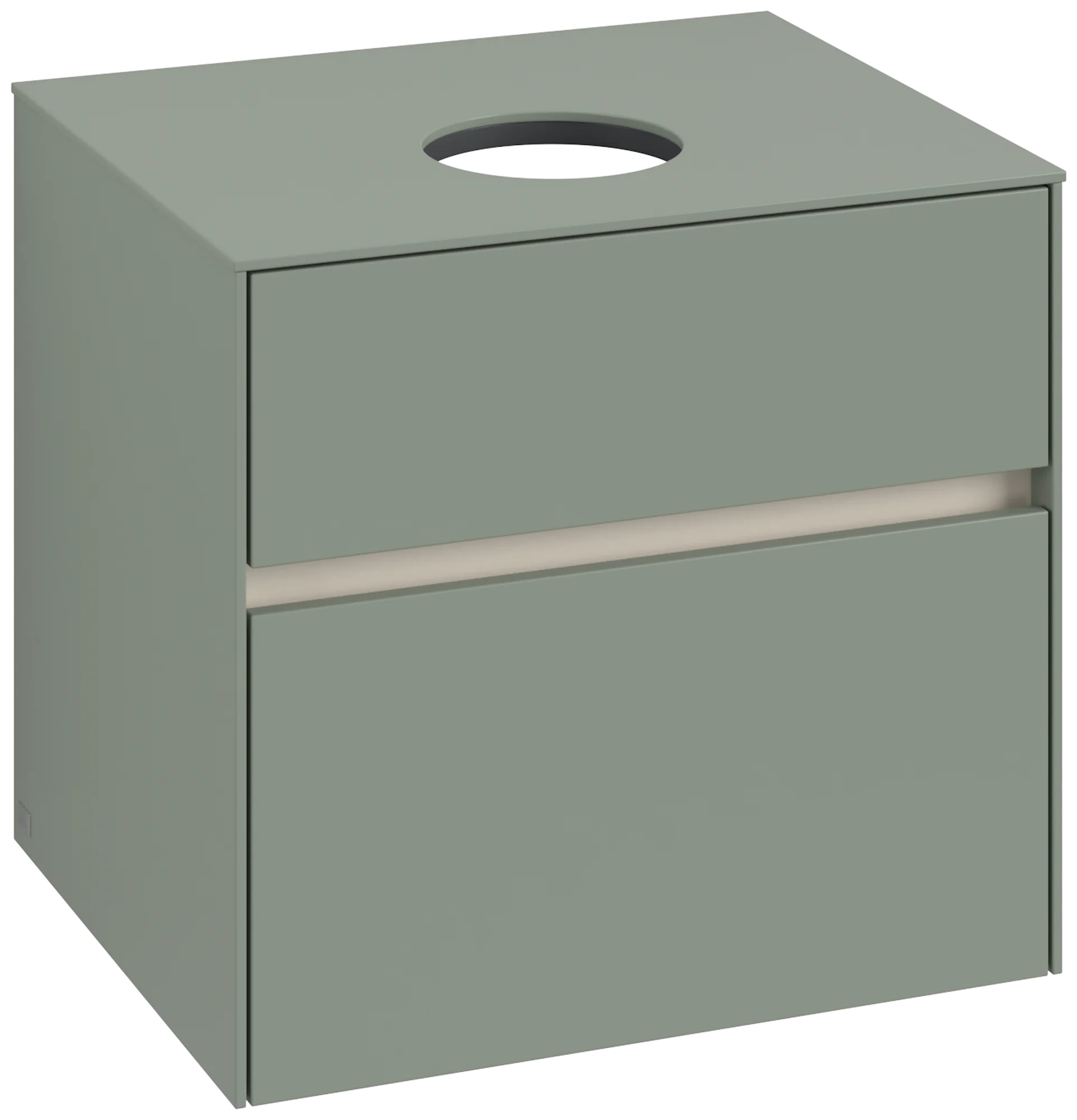 Villeroy & Boch Waschbeckenunterschrank Collaro C15400, Eckig Soft Green, 500x548x600mm, 2 Auszüge, mittige Wanneneinbauposition Villeroy & Boch Waschbeckenunterschrank Collaro C15400, Eckig Soft Green, 500x548x600mm, 2 Auszüge, mittige Wanneneinbauposition