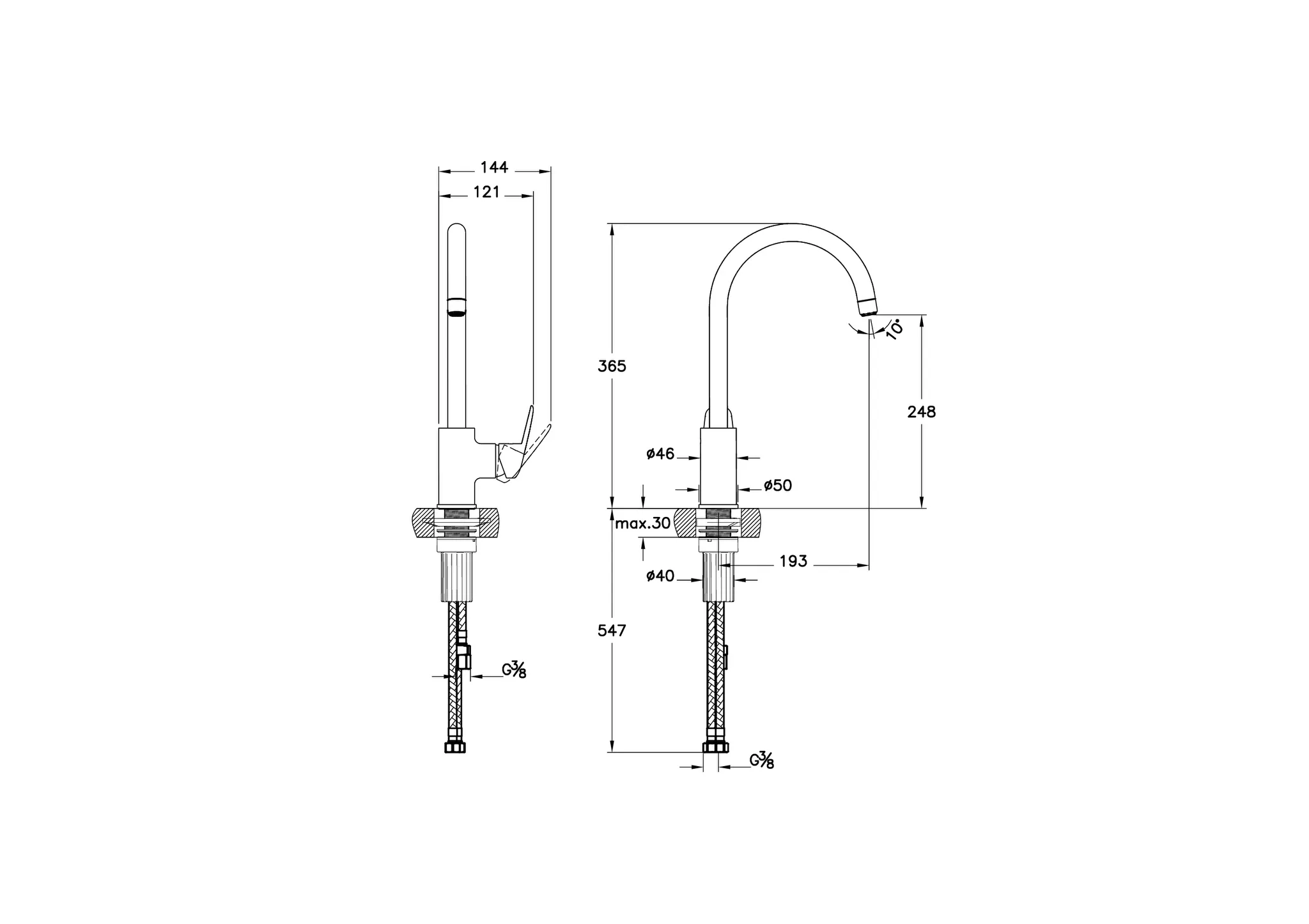 VitrA Flow Round Einhebel-Spültischmischer Niederdruck 35 cm Chrom