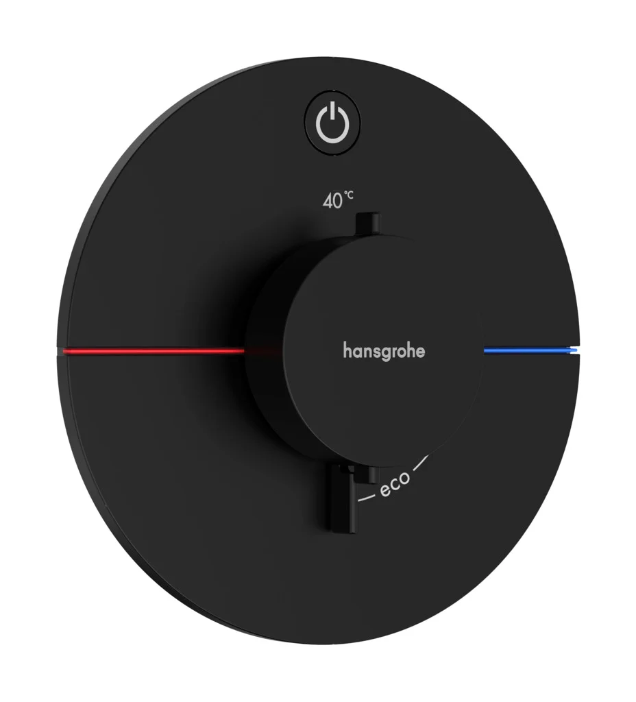 Hansgrohe ShowerSelect Comfort S Thermostat Unterputz, Mattschwarz, 1 Verbraucher, flache Rosette, einfache Installation