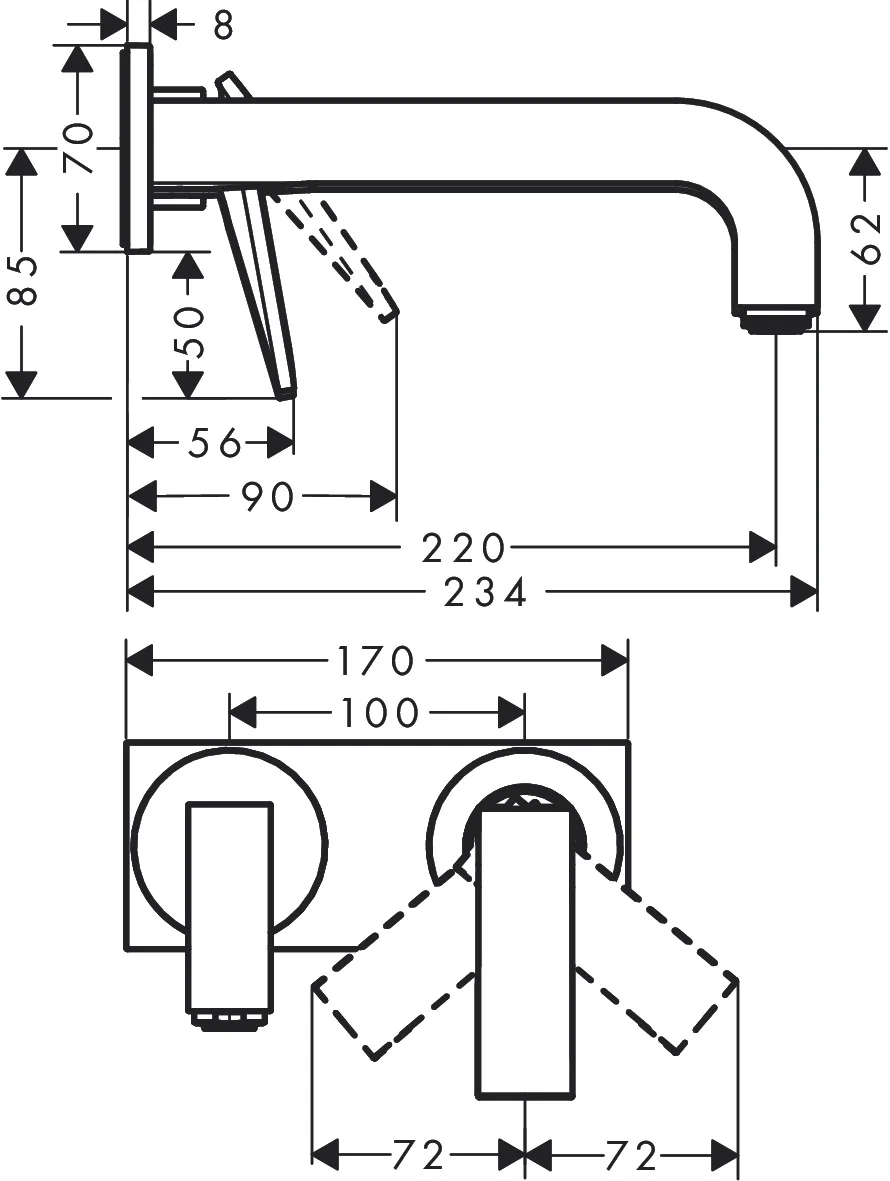 Hansgrohe AXOR Citterio Einhebel-Waschtischmischer Unterputz, Chrom, Ausladung 220 mm, Hebelgriff, Normalstrahl, max. Durchfluss 5 l/min