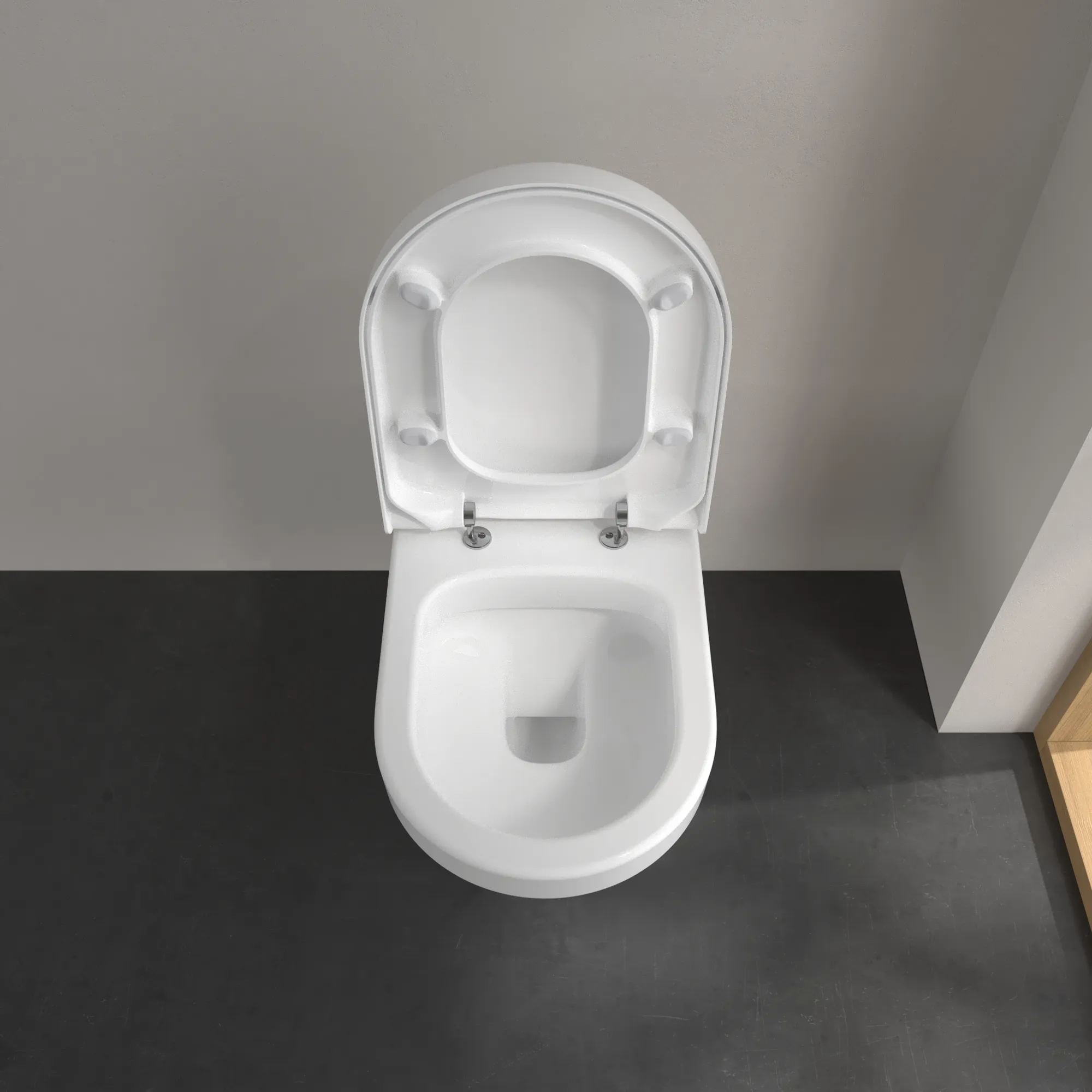 Wand-Tiefspül-WC Combi-Pack DirectFlush „ViCare“ mit Klappgriff „ViCare Design“ 37 × 32,5 × 70 cm ohne Spülrand