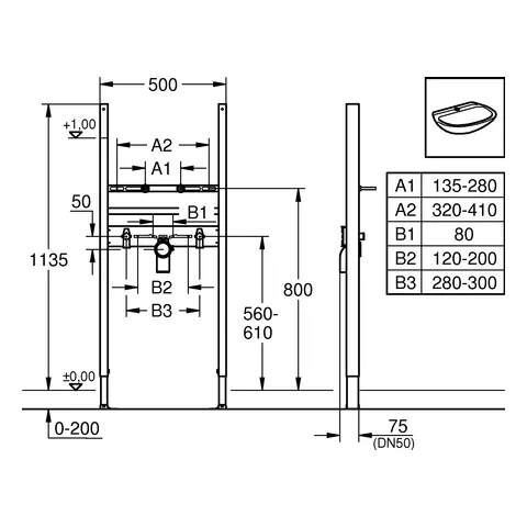 Grohe Rapid SL Projekt Waschtisch-Element 1,13 m Bauhöhe Grohe Rapid SL Projekt Waschtisch-Element 1,13 m Bauhöhe