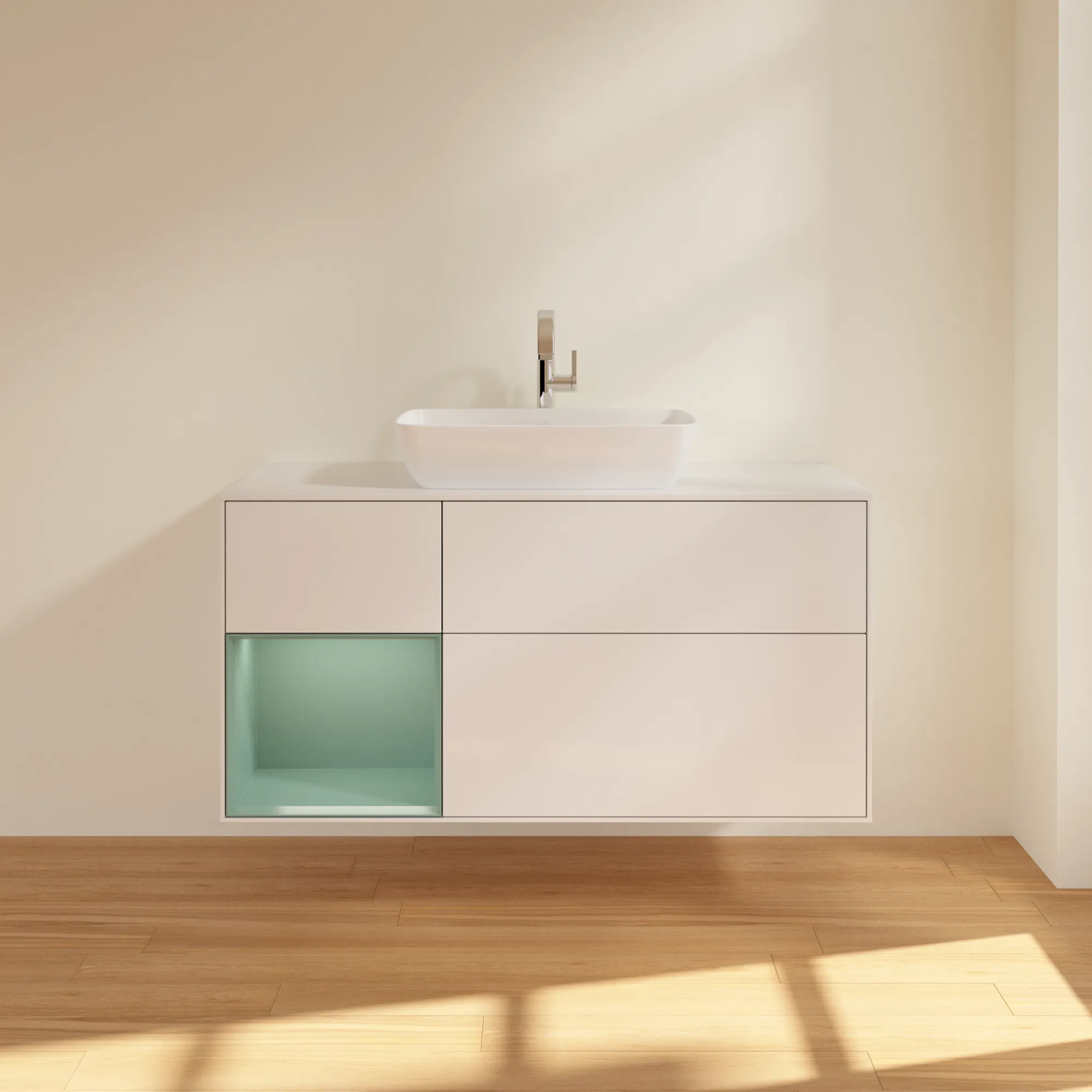 Villeroy & Boch Waschtischunterschrank „Finion“ für Schrankwaschtisch 1200 × 603 × 501 mm Glossy White Lacquer, für Becken mittig, mit Hahnlochbohrung Villeroy & Boch Waschtischunterschrank „Finion“ für Schrankwaschtisch 1200 × 603 × 501 mm Glossy White Lacquer, für Becken mittig, mit Hahnlochbohrung