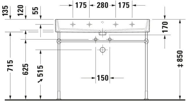 Wandwaschtisch „Vero Air“, mit Überlauf, Hahnlochposition mittig