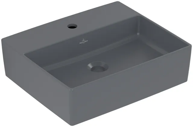 Villeroy & Boch Aufsatzwaschtisch aus TitanCeram „Memento 2.0“ 498 × 420 × 139 mm, mit Hahnlochbohrung, Hahnlochposition mittig in Graphite