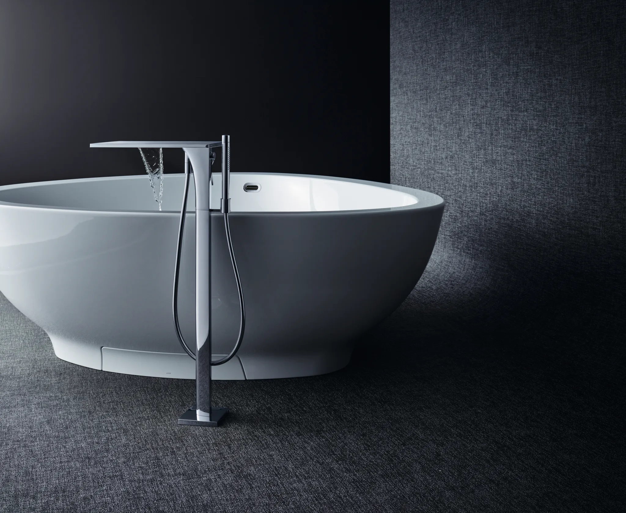 Wannenmischer Axor Massaud Fertigset chrom zur Bodenmontage