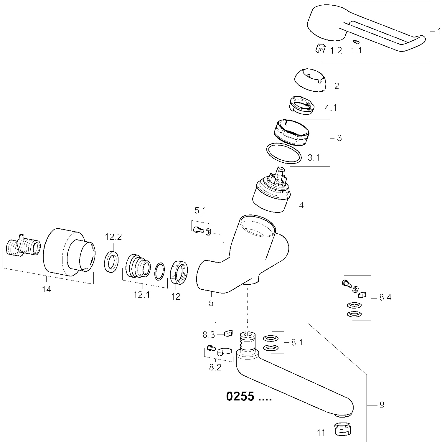 HA Einhebelmischer Waschtischbatterie HANSAMEDIPRO 0255 Bügelhebel Bedienungshebel lang Ausladung 246 mm DN15 Chrom