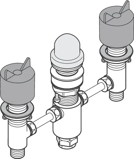 Hansgrohe AXOR 3-Loch Wannenarmatur Grundkörper für Wannenrandmontage, G 1/2 Anschlussgewinde, DN15 Anschlussgröße, Keramikventile heiß/kalt 90°