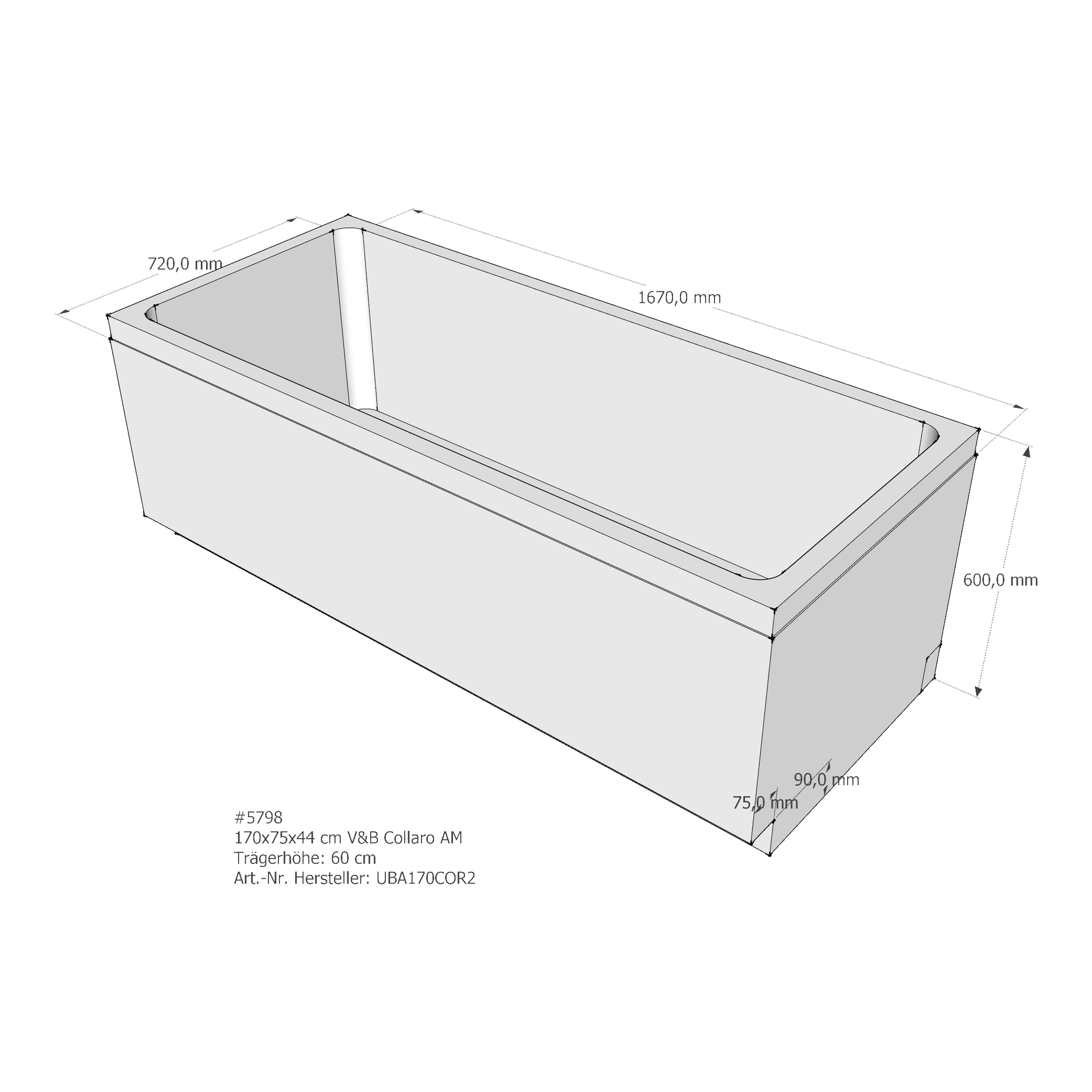 Badewannenträger für Villeroy & Boch Collaro 170 × 75 × 47 cm