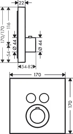 Thermostat UP Axor ShowerSelect Fertigset 2 Verbraucher quadratisch chr. Thermostat UP Axor ShowerSelect Fertigset 2 Verbraucher quadratisch chr.