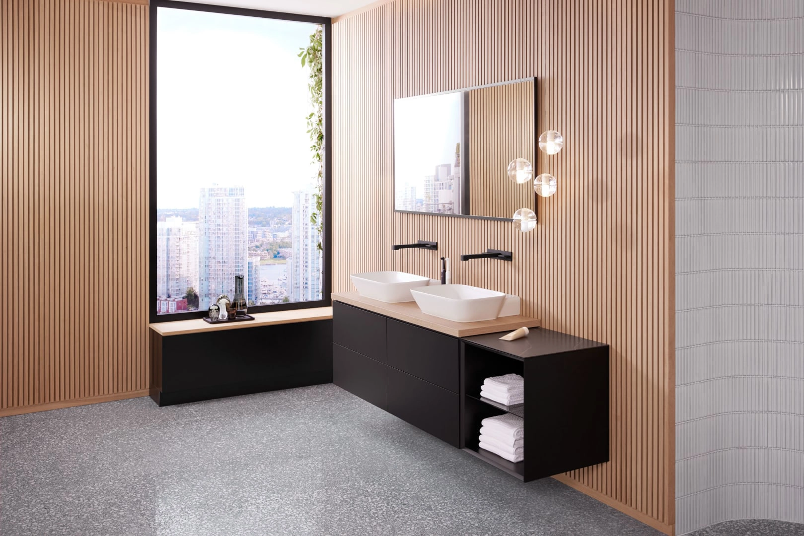 Geberit Hochschrank „ONE“ Nussbaum hickory hell / Folie strukturiert