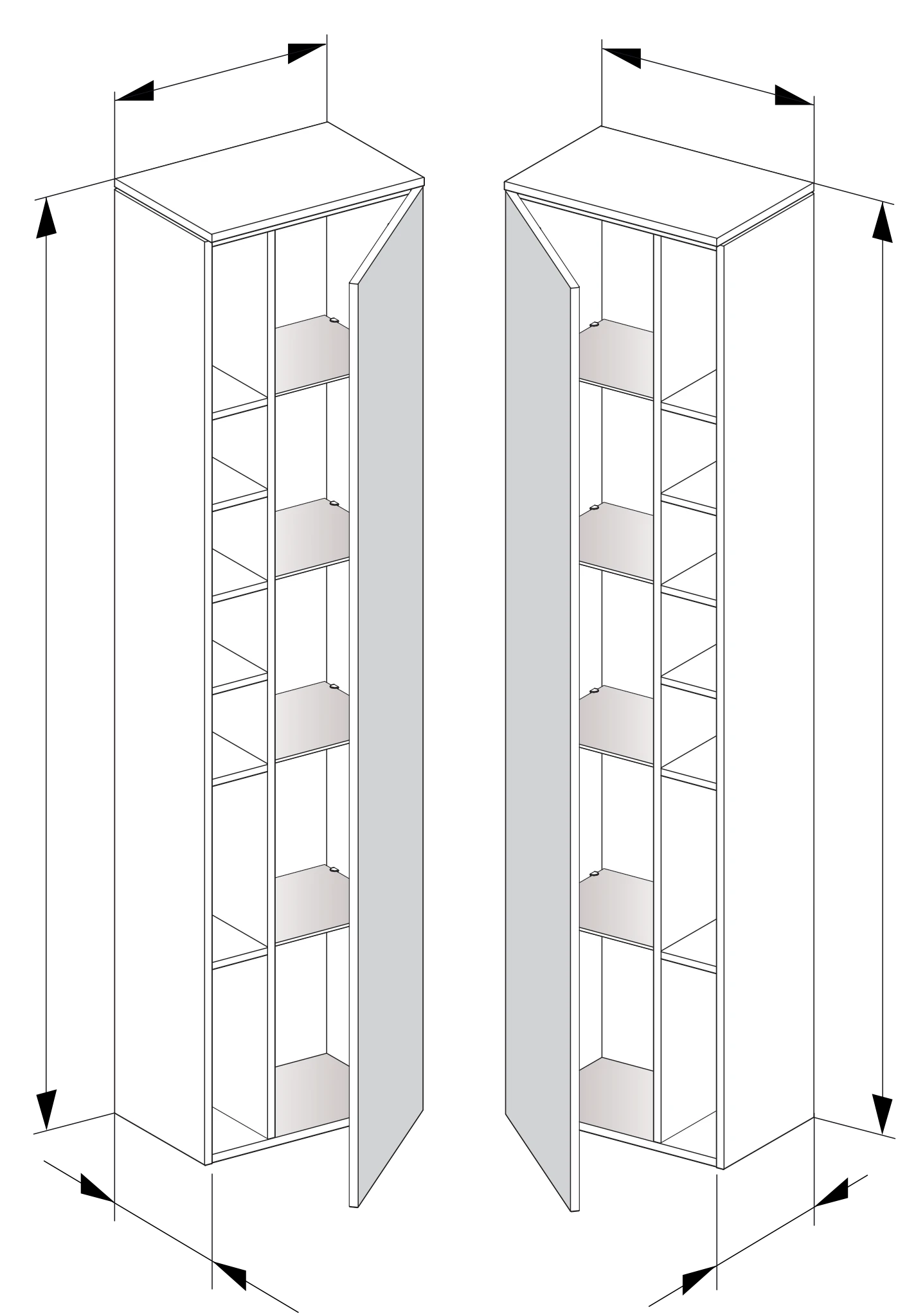 Edition 400 Hochschrank 1-türig, Anschlag rechts 450 x 1769 x 300 mm cashmere/cashmere