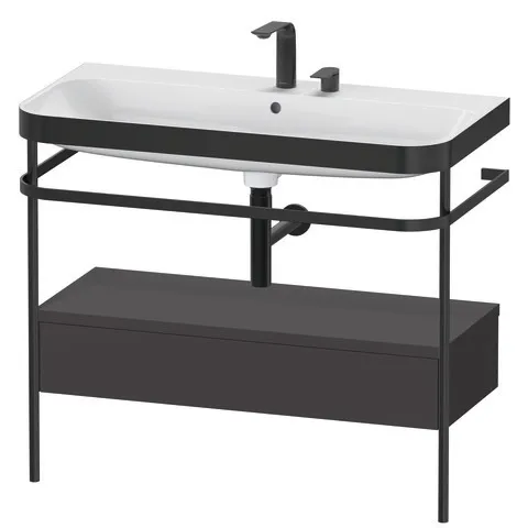 Duravit Waschtischunterschrank mit Metallkonsole „Happy D.2 Plus“ 97,5 × 85 × 49 cm Graphit Supermatt
