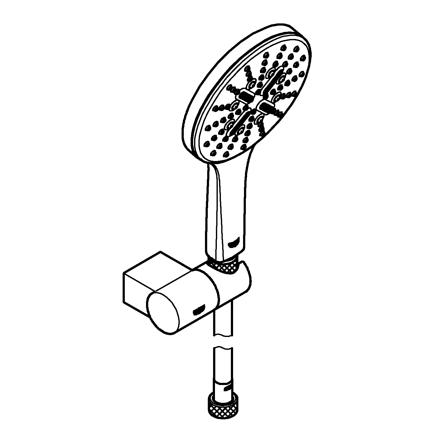 Wandhalterset Rainshower SmartActive 130 26580, 3 Strahlarten, Brauseboden moon white, Wandbrausehalter verstellbar, Brauseschlauch Silverflex 1500 mm, 9,5 l/min, moon white/chrom