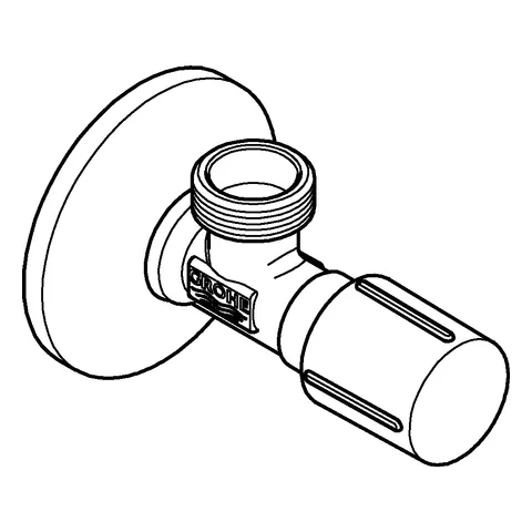 Eckventil 22043, selbstdichtendes Anschlussgewinde, Wandanschluss 1/2'', Abgang 1/2'', langer Schubschaft, Schubrosette aus Metall Eckventil 22043, selbstdichtendes Anschlussgewinde, Wandanschluss 1/2'', Abgang 1/2'', langer Schubschaft, Schubrosette aus Metall