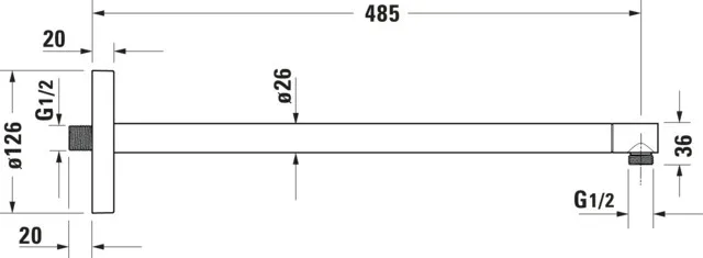 Duravit Brausearm L 485mm Wandmontage Rosette Rund Chrom Hochglanz Duravit Brausearm L 485mm Wandmontage Rosette Rund Chrom Hochglanz