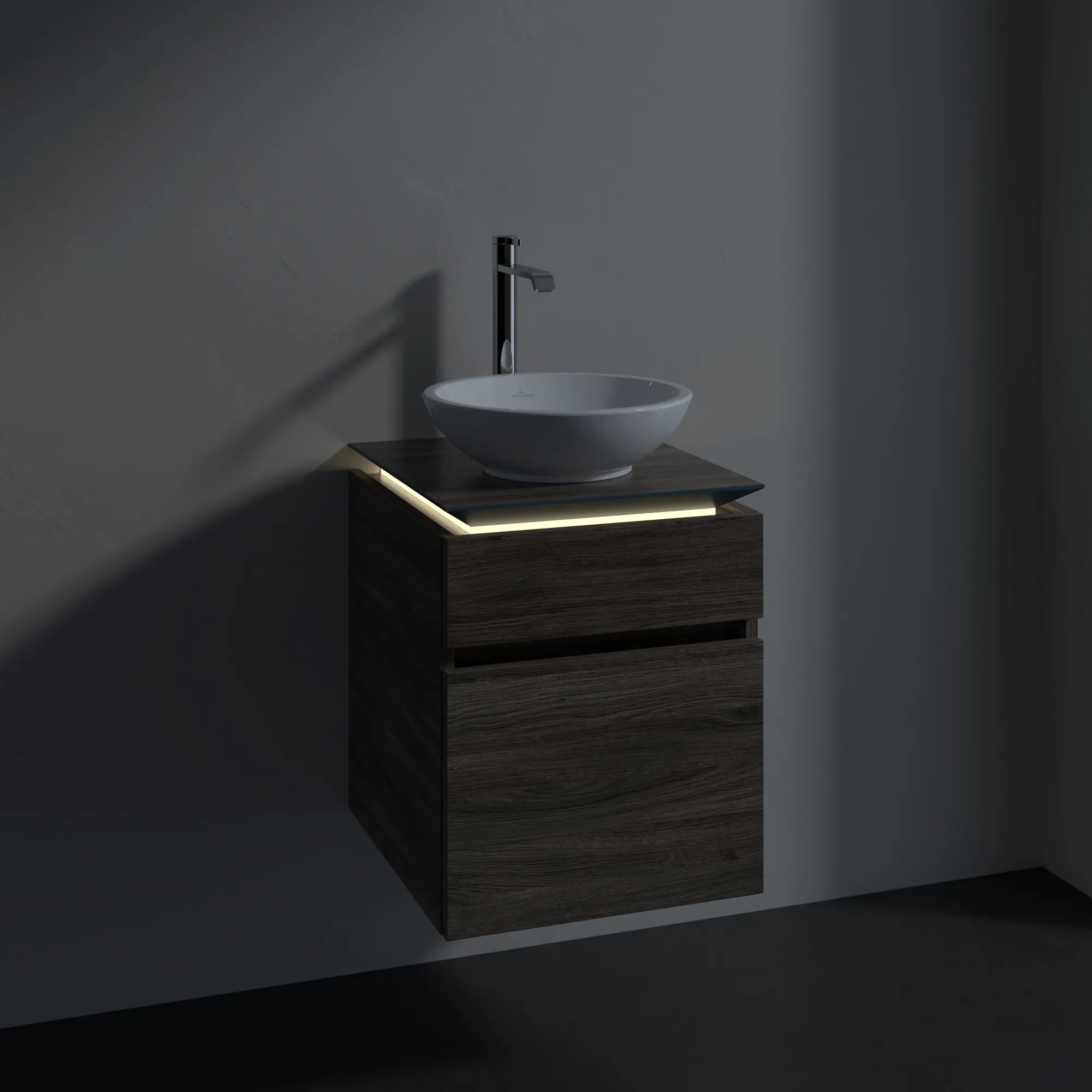 Villeroy & Boch Waschtischunterschrank „Legato“ für Schrankwaschtisch 450 × 550 × 500 mm Stone Oak, für Becken mittig Villeroy & Boch Waschtischunterschrank „Legato“ für Schrankwaschtisch 450 × 550 × 500 mm Stone Oak, für Becken mittig
