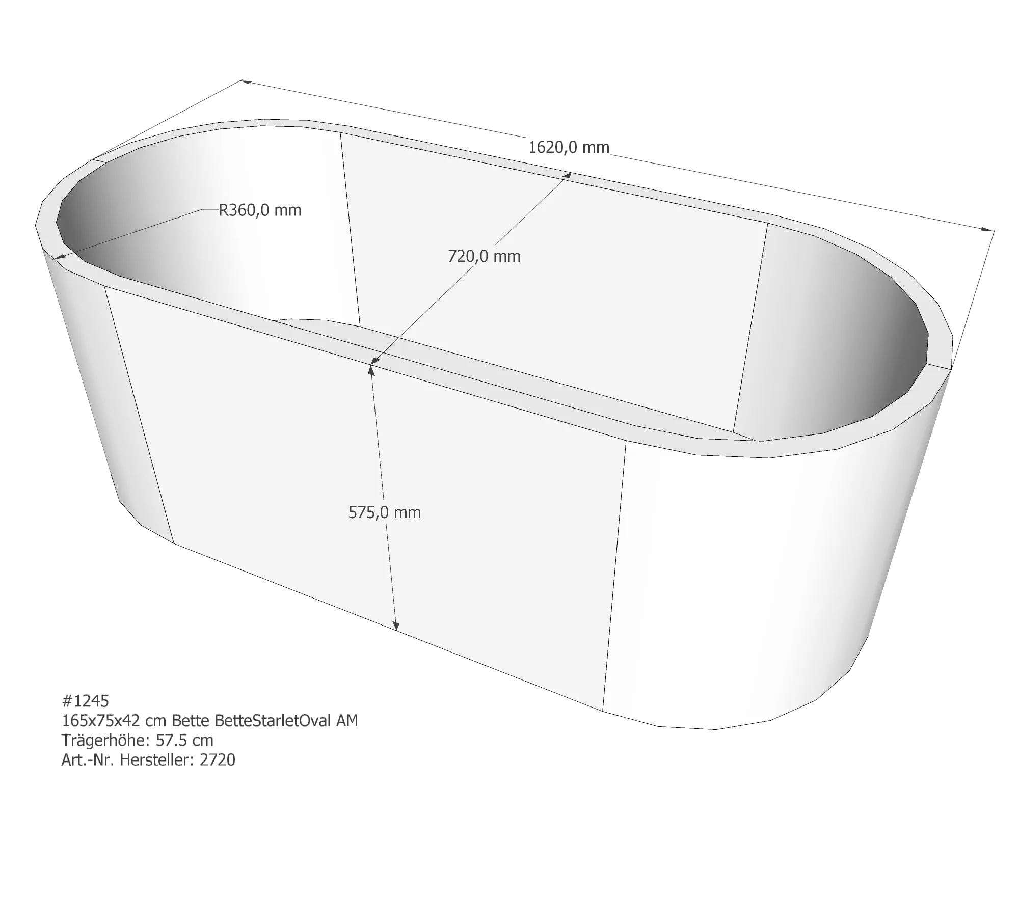 Badewannenträger für Bette StarletOval 165 × 75 × 42 cm Breite: 75 cm / Länge: 165 cm Badewannenträger für Bette StarletOval 165 × 75 × 42 cm Breite: 75 cm / Länge: 165 cm