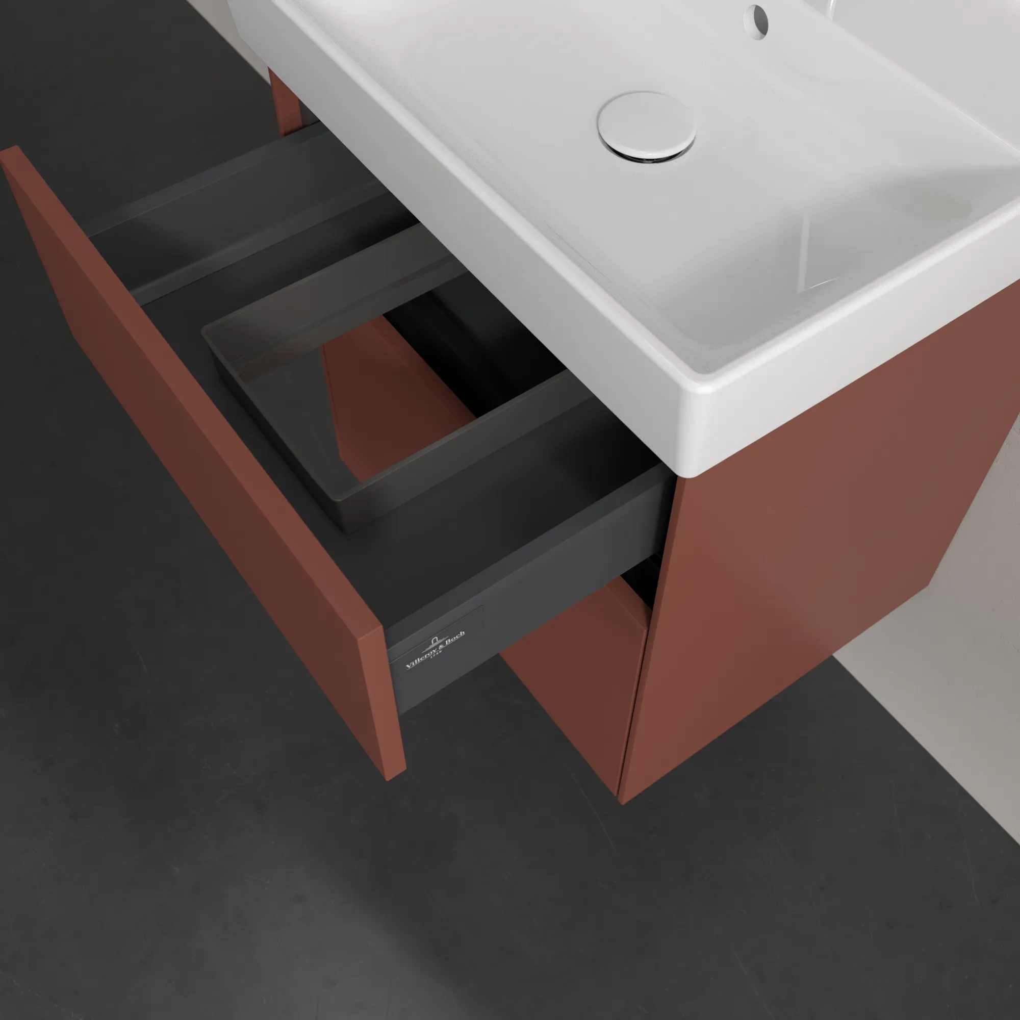 Villeroy & Boch Waschbeckenunterschrank Collaro C00700, eckig, Wine Red, 510 x 414 mm, Höhe 546 mm, mit SoftClosing und integrierten Aluminiumgriffen