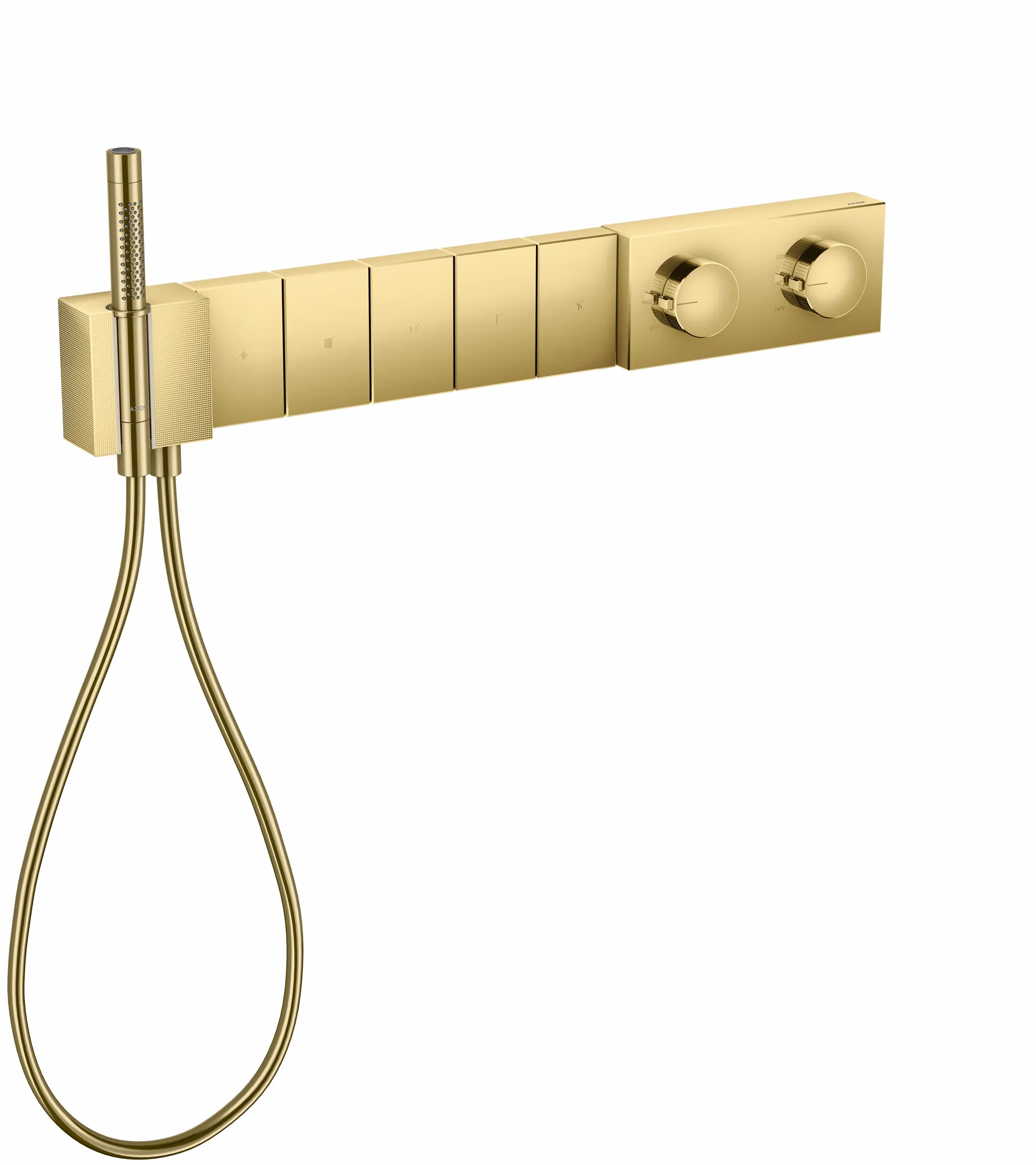 Hansgrohe AXOR Edge Thermostatmodul Select 680⁄100 Unterputz für 5 Verbraucher - Diamantschliff, Polished Gold Optic Hansgrohe AXOR Edge Thermostatmodul Select 680⁄100 Unterputz für 5 Verbraucher - Diamantschliff, Polished Gold Optic