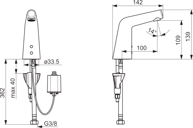 Hansa Waschtischarmatur, elektronisch „Designo Style“ Ausladung 100 mm in Chrom Hansa Waschtischarmatur, elektronisch „Designo Style“ Ausladung 100 mm in Chrom