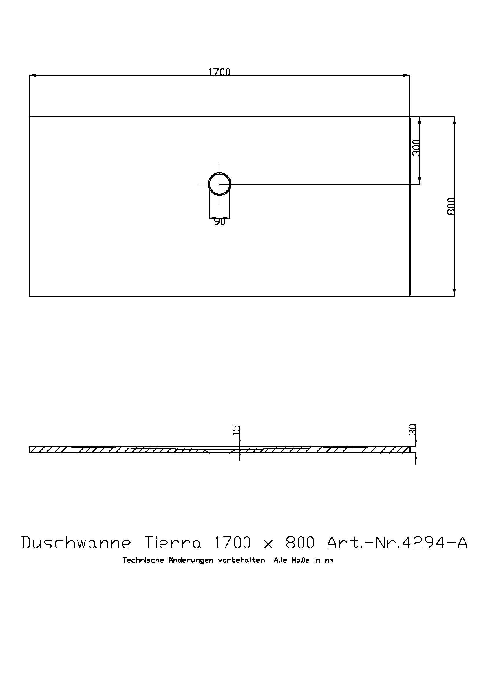 Duschwanne „Tierra“ Rechteck 170 × 80 cm in Weiß