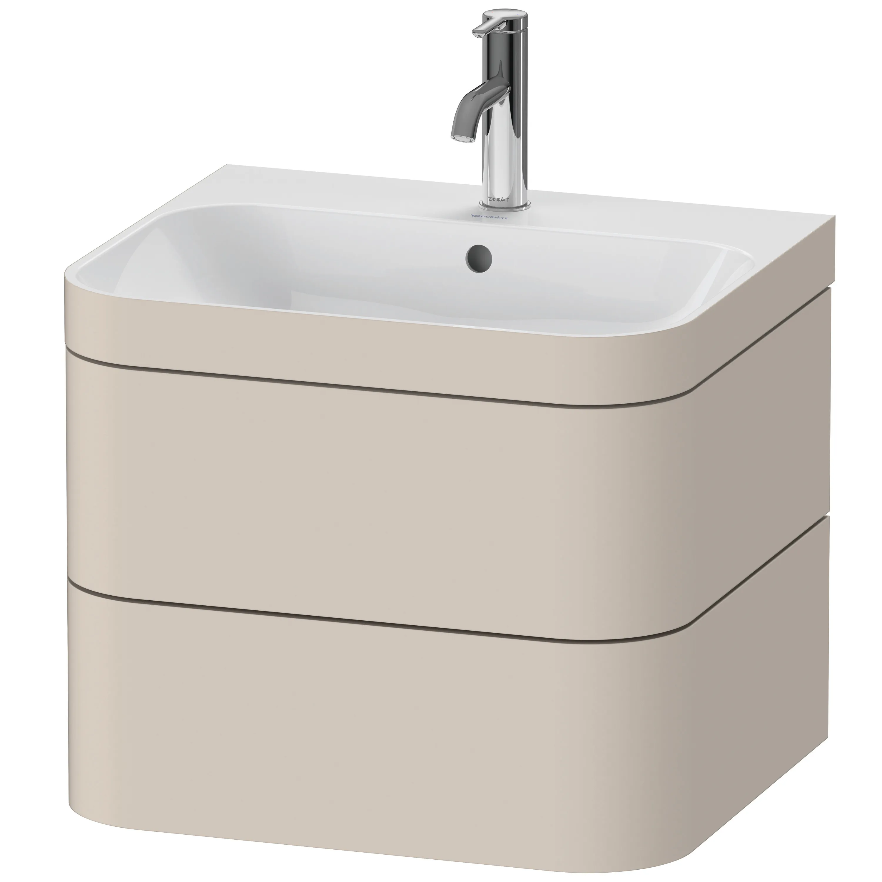 Duravit Waschtischunterschrank c-shaped Set wandhängend „Happy D.2 Plus“ 57,5 × 48 × 49 cm Taupe Supermatt