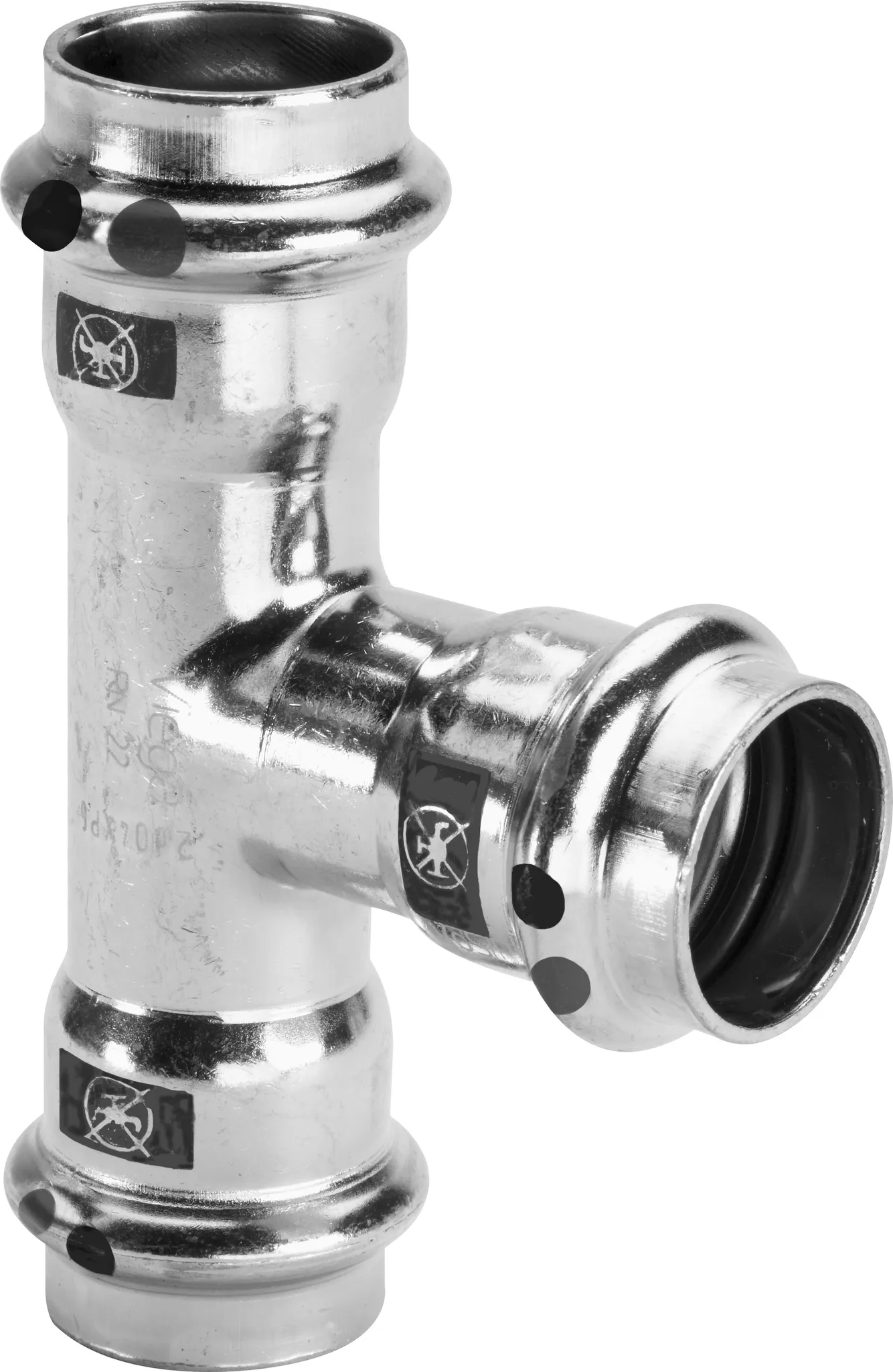 „Prestabo“ T-Stück mit 3 gleichen Muffen unlegiert, verzinkt 22 mm VdS-Zulassung „Prestabo“ T-Stück mit 3 gleichen Muffen unlegiert, verzinkt 22 mm VdS-Zulassung