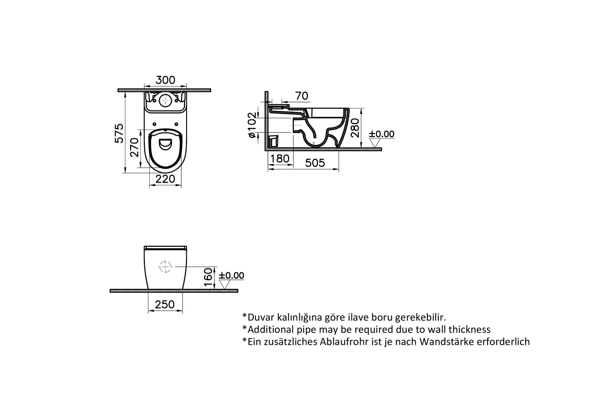 VitrA Sento Kids Stand-WC-Kombi Smooth Flush, ohne Spülrand, Tiefspüler, back to wall, 300 x 575 x 280 mm, einstellbare Spülstrombremse, integrierter Spülverteiler, 6 Liter Spülvolumen, Abgang Vario, Material: Sanitärkeramik mit antibakterieller Glasur V