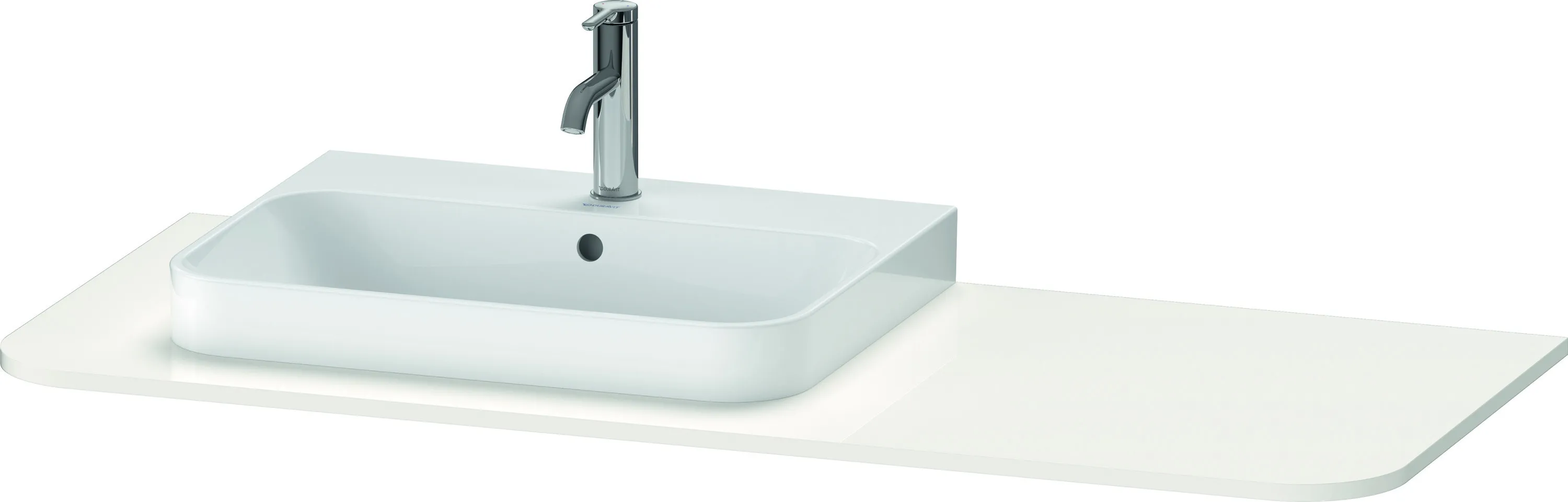 Duravit Konsole „Happy D.2 Plus“ in Weiß Hochglanz Becken: rechts / Farbe: Weiß Hochglanz / Größe: 130 × 55 × 1,6 cm