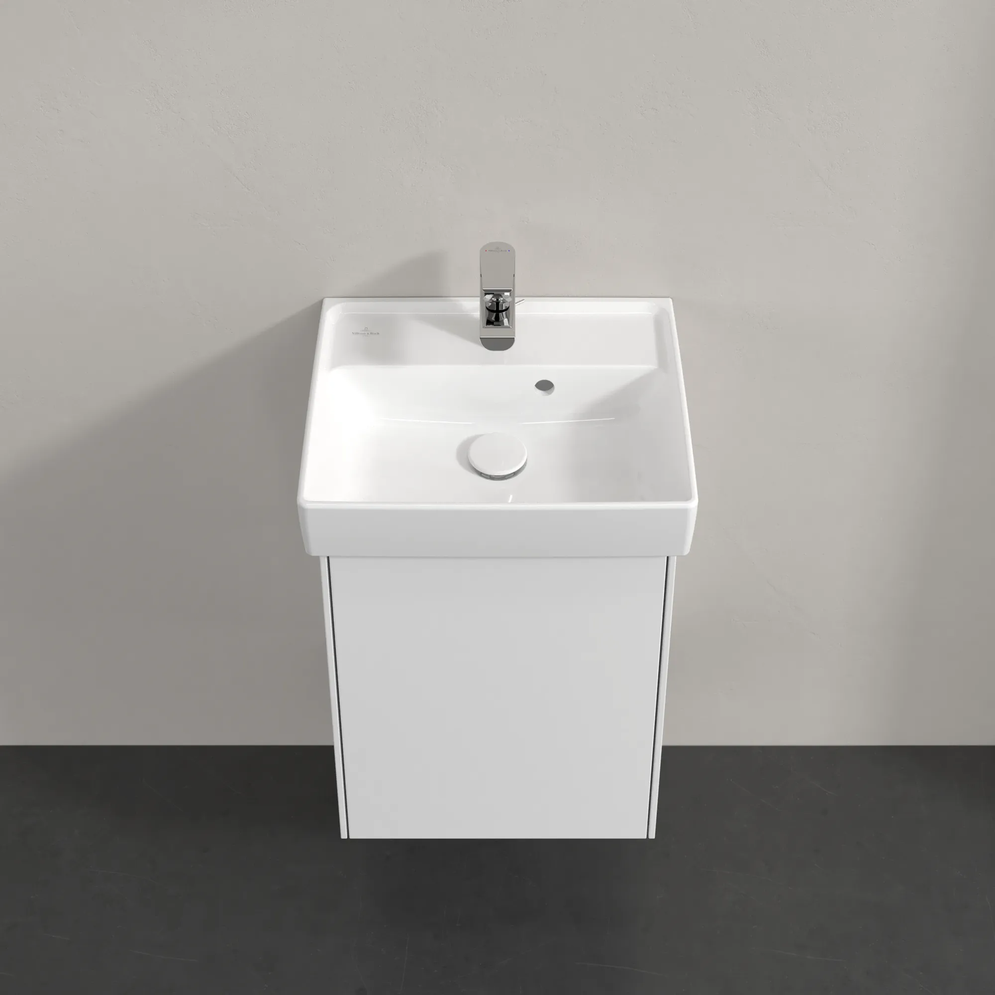 Villeroy & Boch Waschtischunterschrank mit Tür „Collaro“ 410 × 546 × 344 mm Glossy White, für Becken mittig, Anschlag links, ohne Beleuchtung
