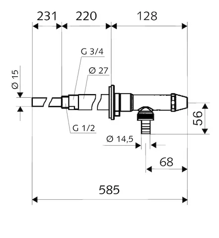 Außenwandarmatur POLAR II, Frostsicher, Rückflussverhinderer RV, DN 15 G 1/2 AG, Schlauchverschraubung Ø 14,5 mm (DN 20 G 3/4 AG), mattchrom Außenwandarmatur POLAR II, Frostsicher, Rückflussverhinderer RV, DN 15 G 1/2 AG, Schlauchverschraubung Ø 14,5 mm (DN 20 G 3/4 AG), mattchrom